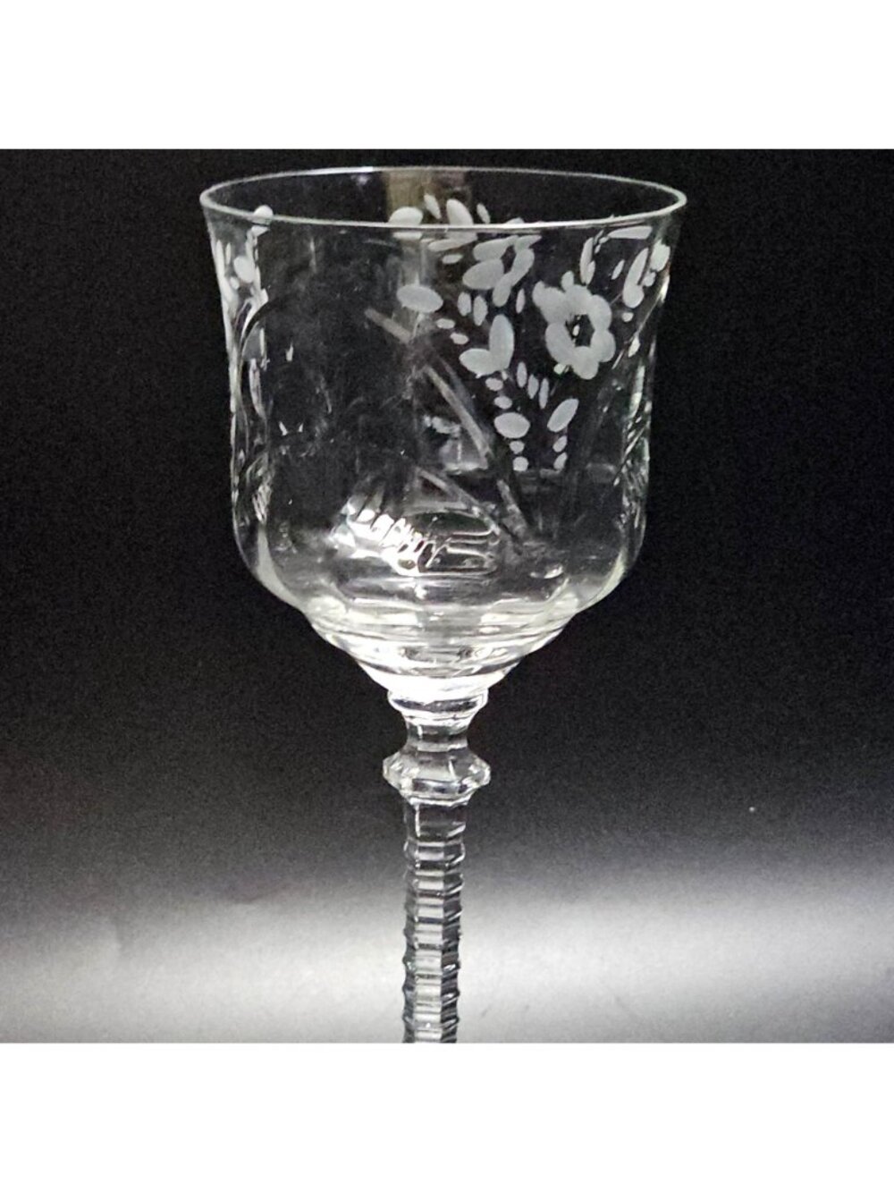 Rock Sharpe Del Mar 7.75" Floral Cut Crystal Water Goblet Elegant Stemware - Picture 2 of 6
